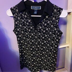 Black and white floral tank top